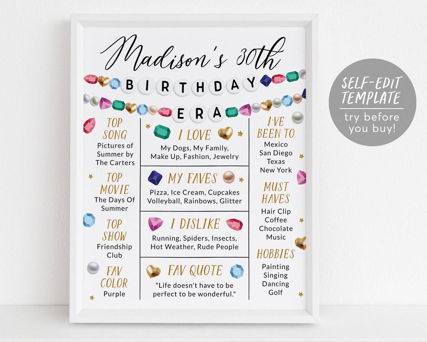 In My Birthday Era Milestone Sign Editable Template
