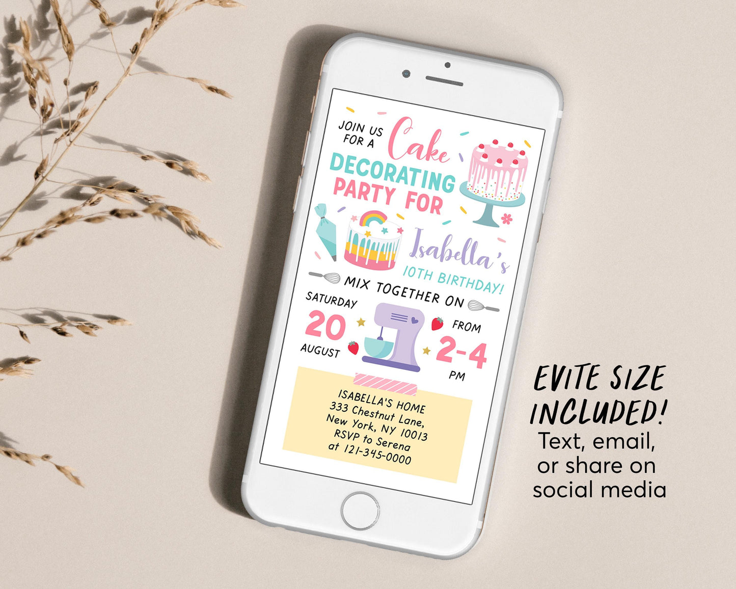 Cake Decorating Birthday Party Invitation Editable Template, Baking Party Evite, Kids Cooking, Birthday Girl Chef Cupcake Nailed It Invite