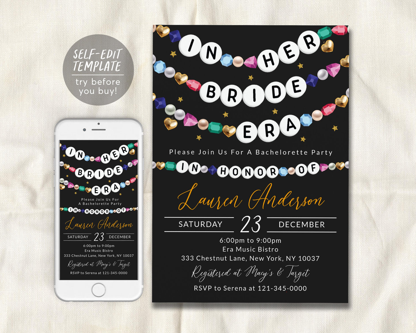 In Her Bride Era Invitation Editable Template