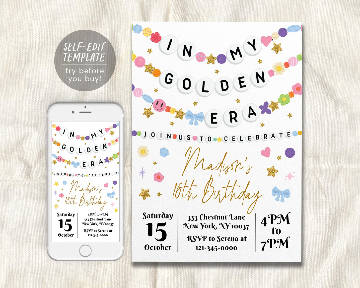 In My Golden Era Invitation Editable Template