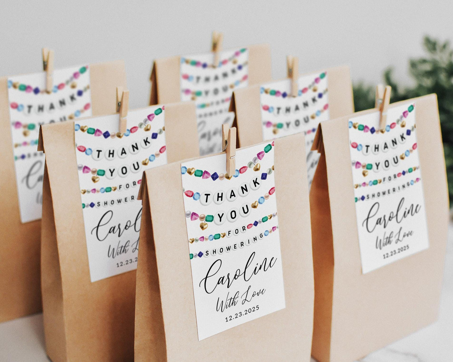 In Her Bride Era Bridal Shower Favor Tags Editable Template, Eras Bachelorette Party Friendship Bracelet Party Thank You Treat Bag Labels