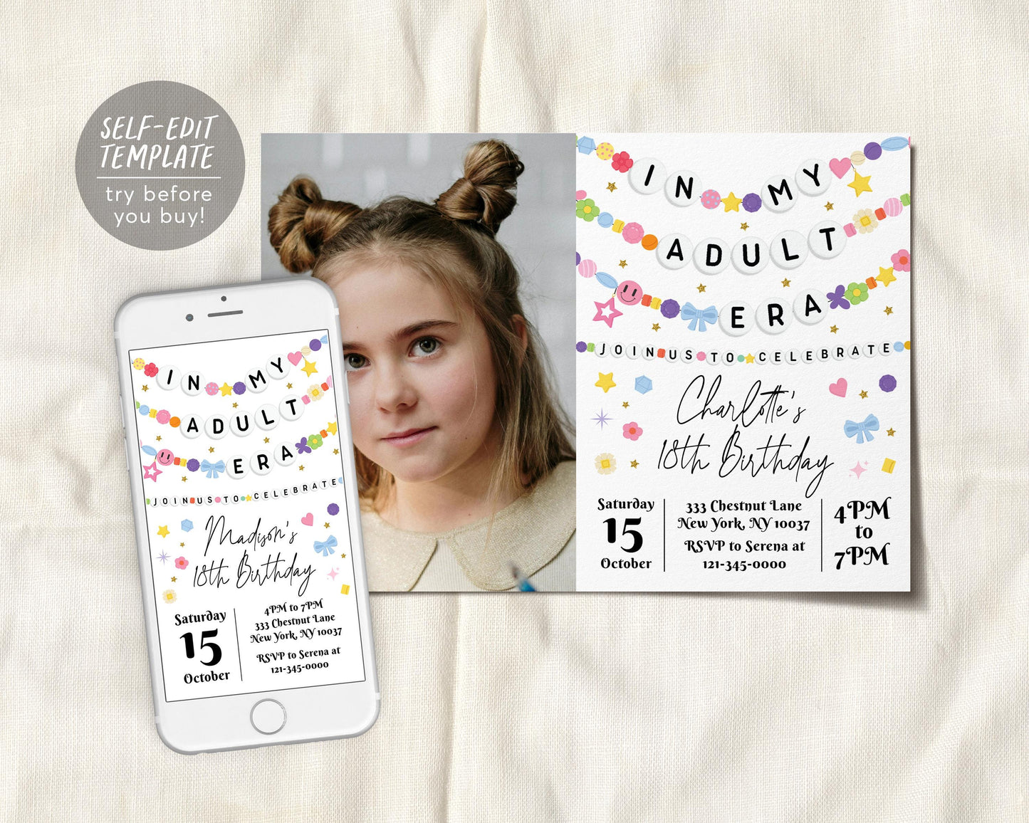 In My Adult Era Invitation With Photo Editable Template