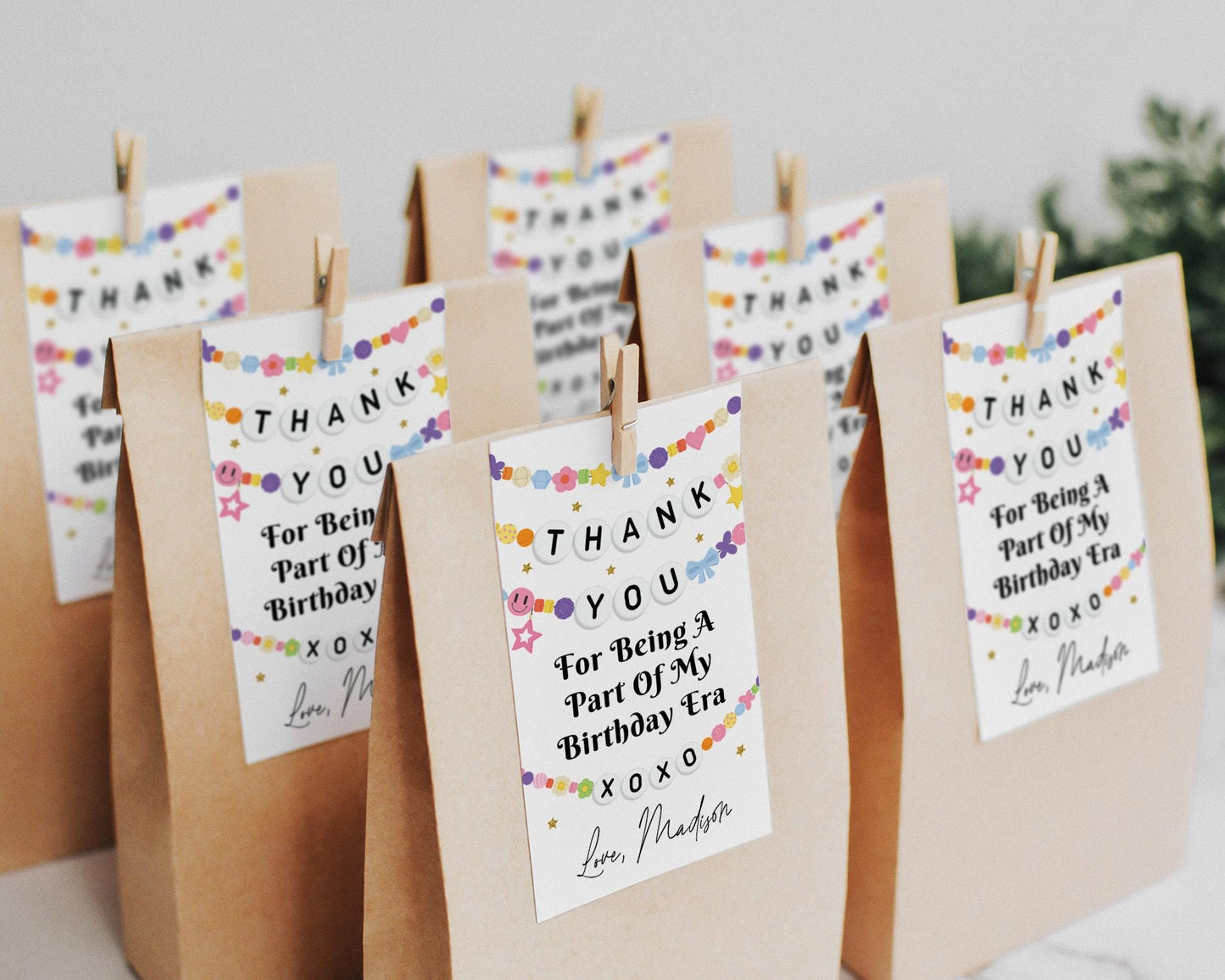 Birthday Era Friendship Bracelet Favor Tags Editable Template, Girl Eras Birthday Party Thank You Treat Bag, Music Party Gift Tag Labels