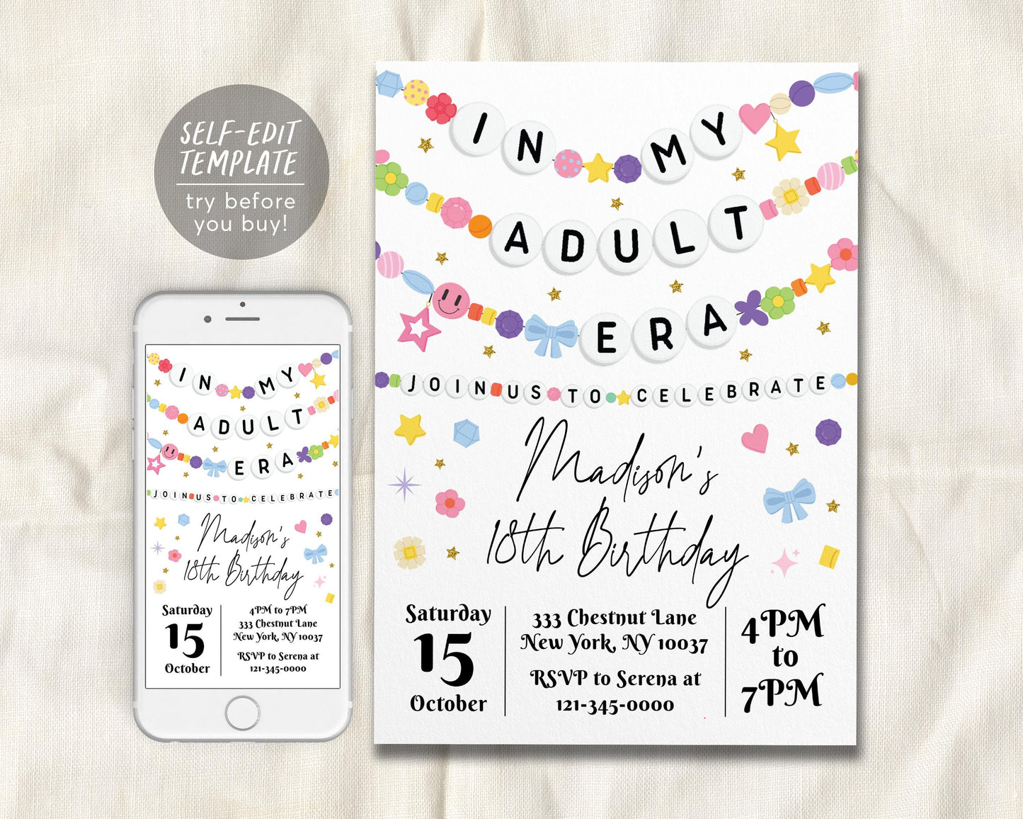 In My Adult Era Invitation Editable Template