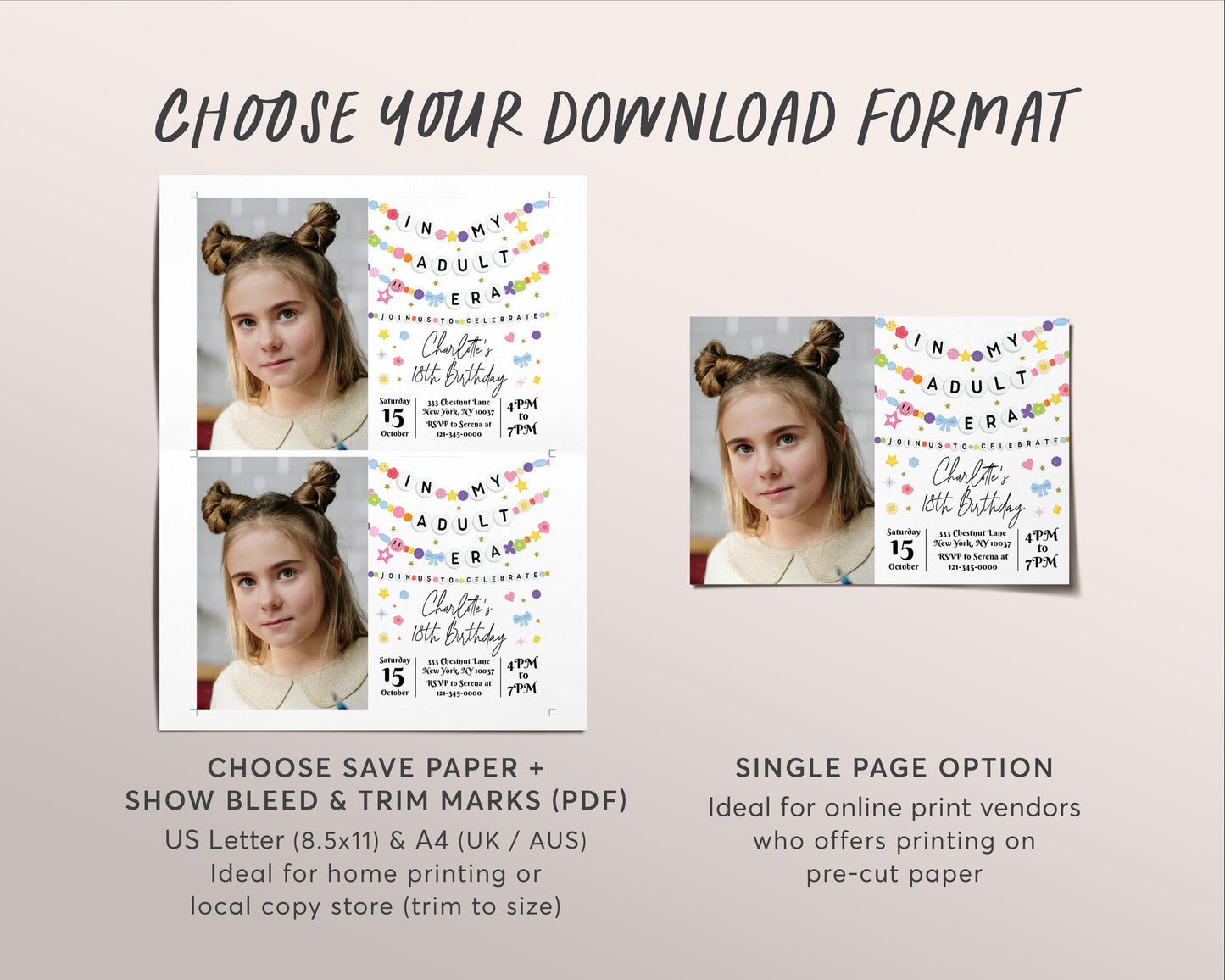 In My Adult Era Invitation With Photo Editable Template, Friendship Bracelet Party Invite, Eighteen 18th Birthday Girl Eras Music Evite