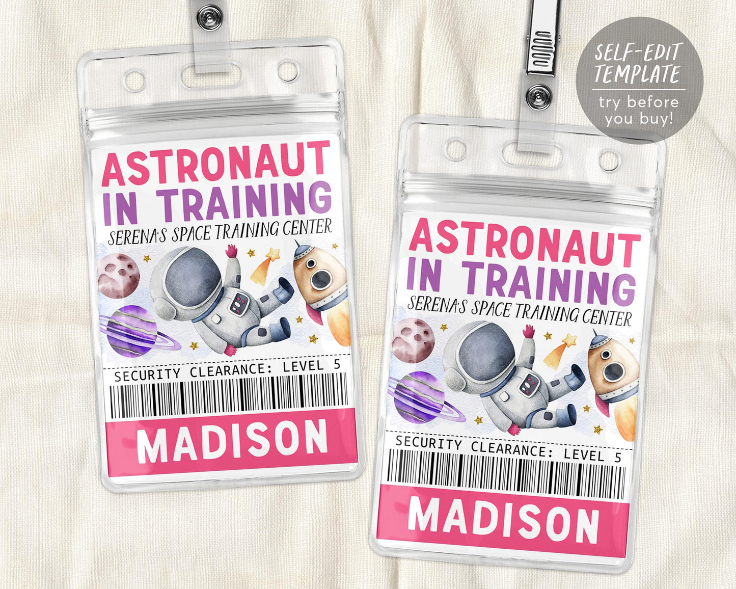 Outer Space Birthday All Star VIP Pass Editable Template