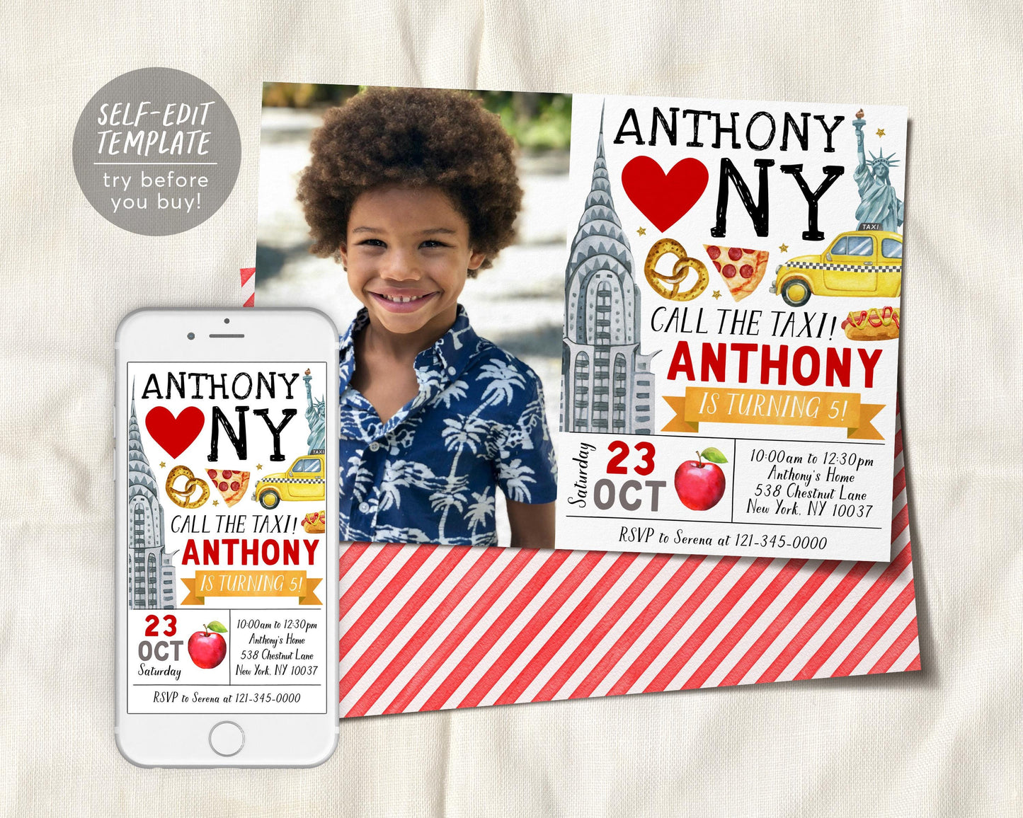 New York City Birthday Invitation With Photo Editable Template