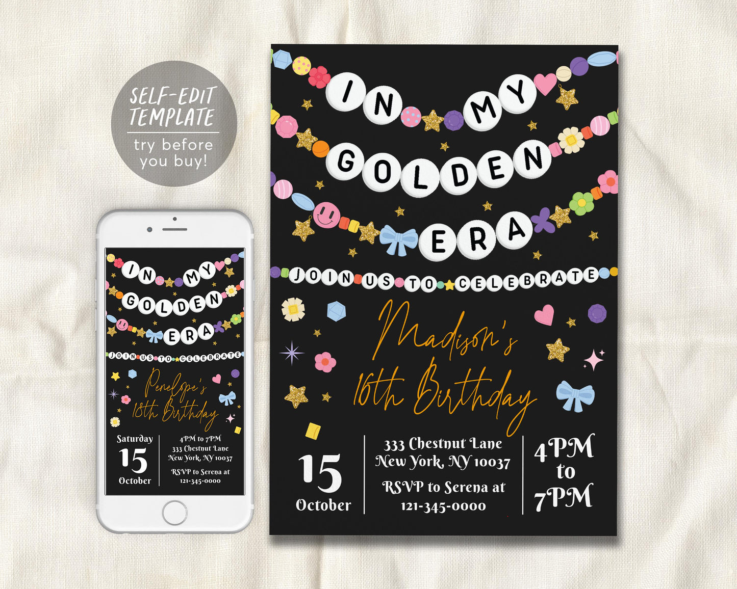In My Golden Era Invitation Editable Template
