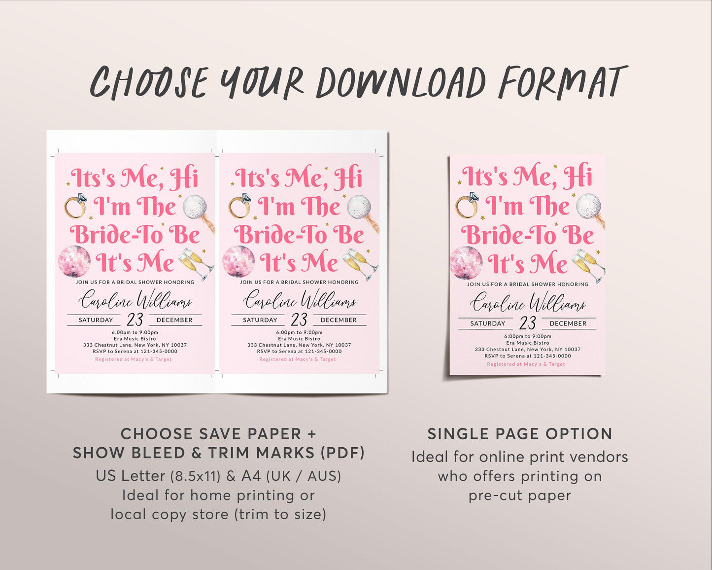 It's Me Hi I'm The Bride To Be Its Me Invitation Editable Template, Eras Bridal Shower Invite, In Her Bride Era Bachelorette Party Evite