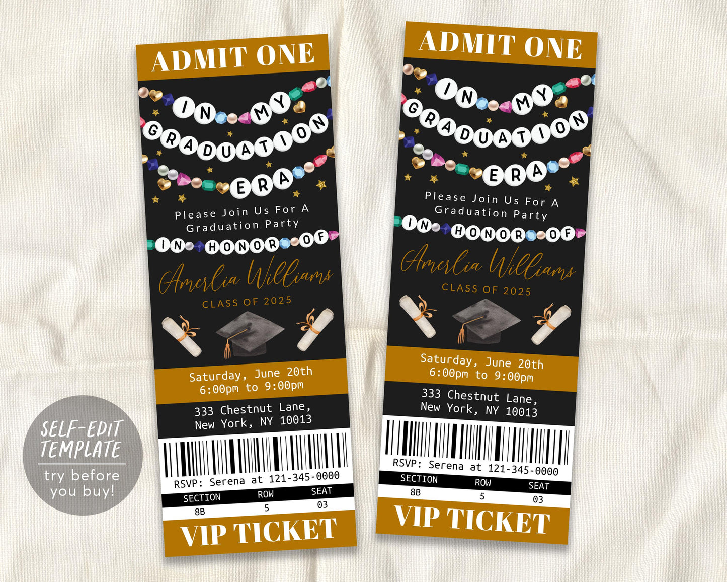 In My Graduation Era Ticket Invitation Editable Template