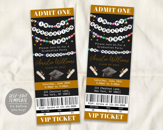 In My Graduation Era Ticket Invitation Editable Template