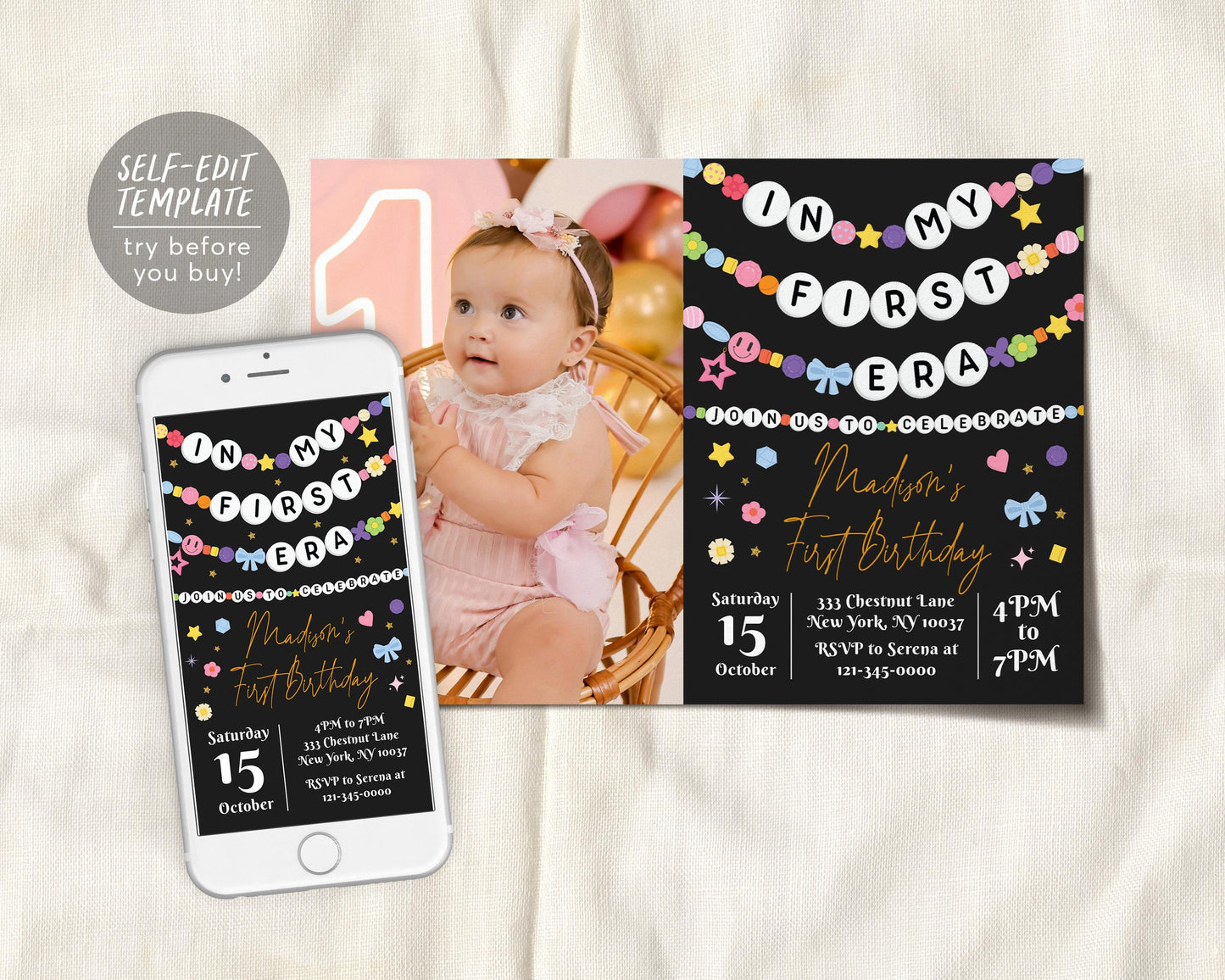 In My First Era Invitation With Photo Editable Template