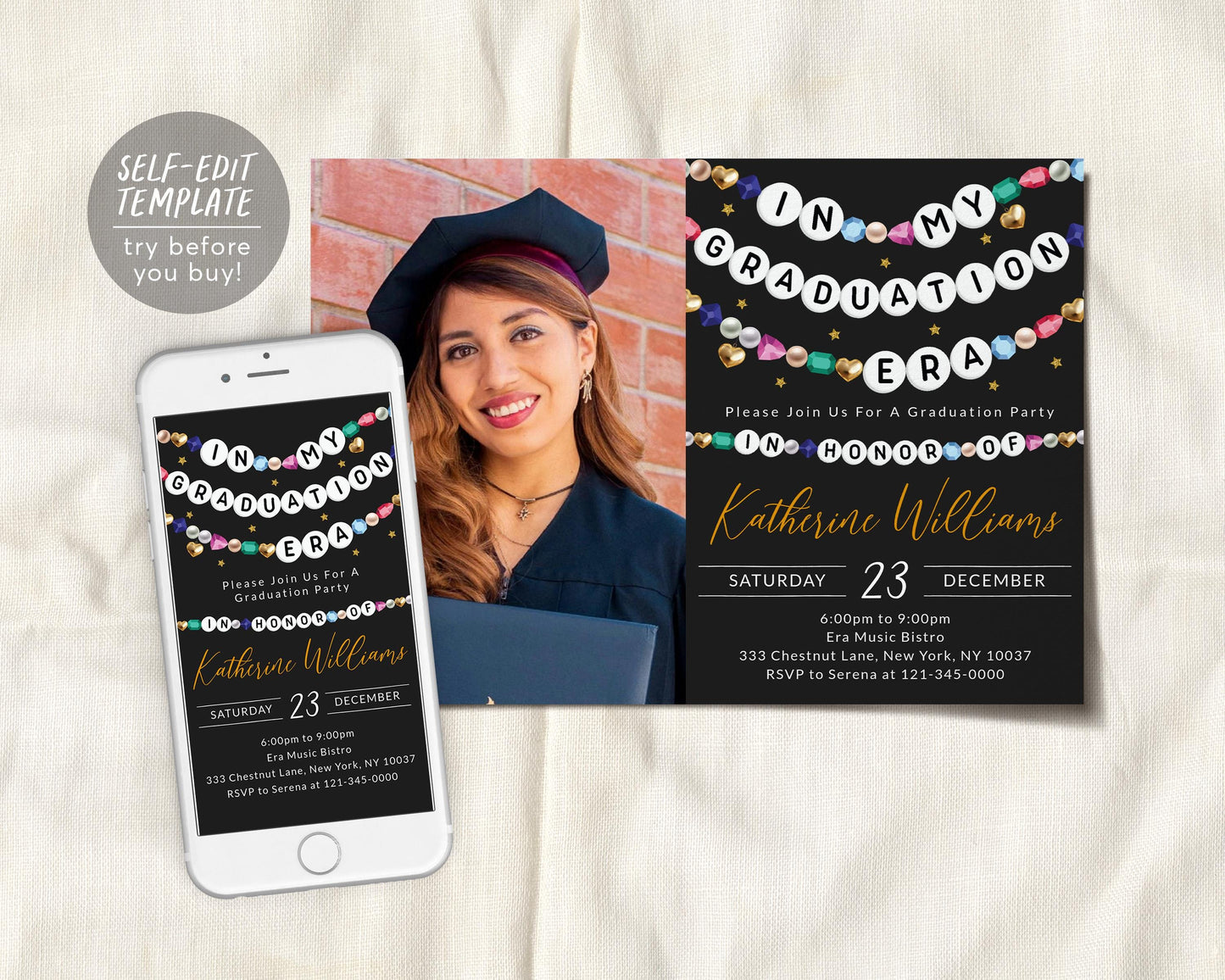 In My Graduation Era Invitation With Photo Editable Template