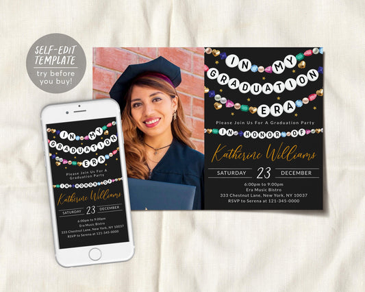 In My Graduation Era Invitation With Photo Editable Template