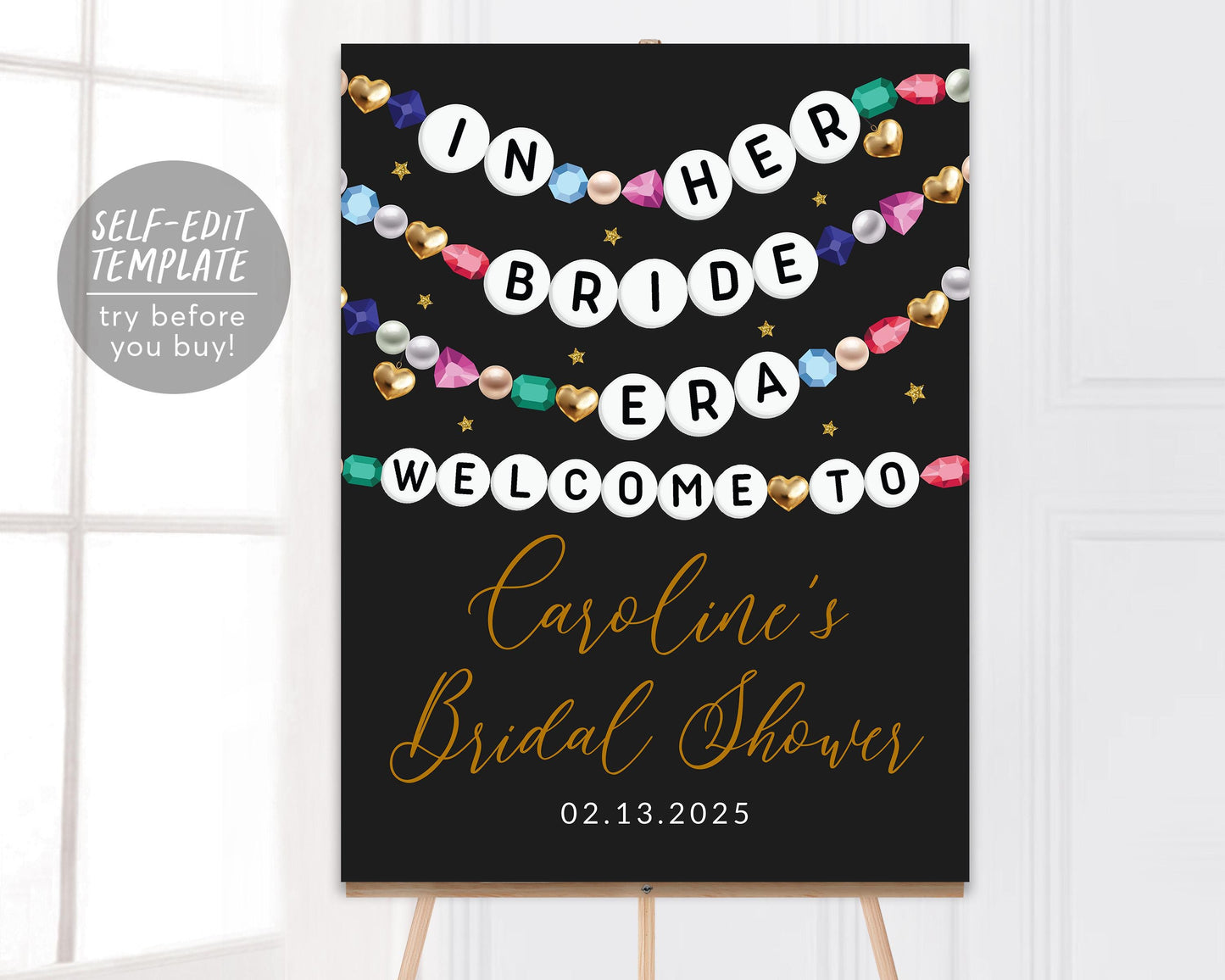 In Her Bride Era Bridal Shower Welcome Sign Editable Template