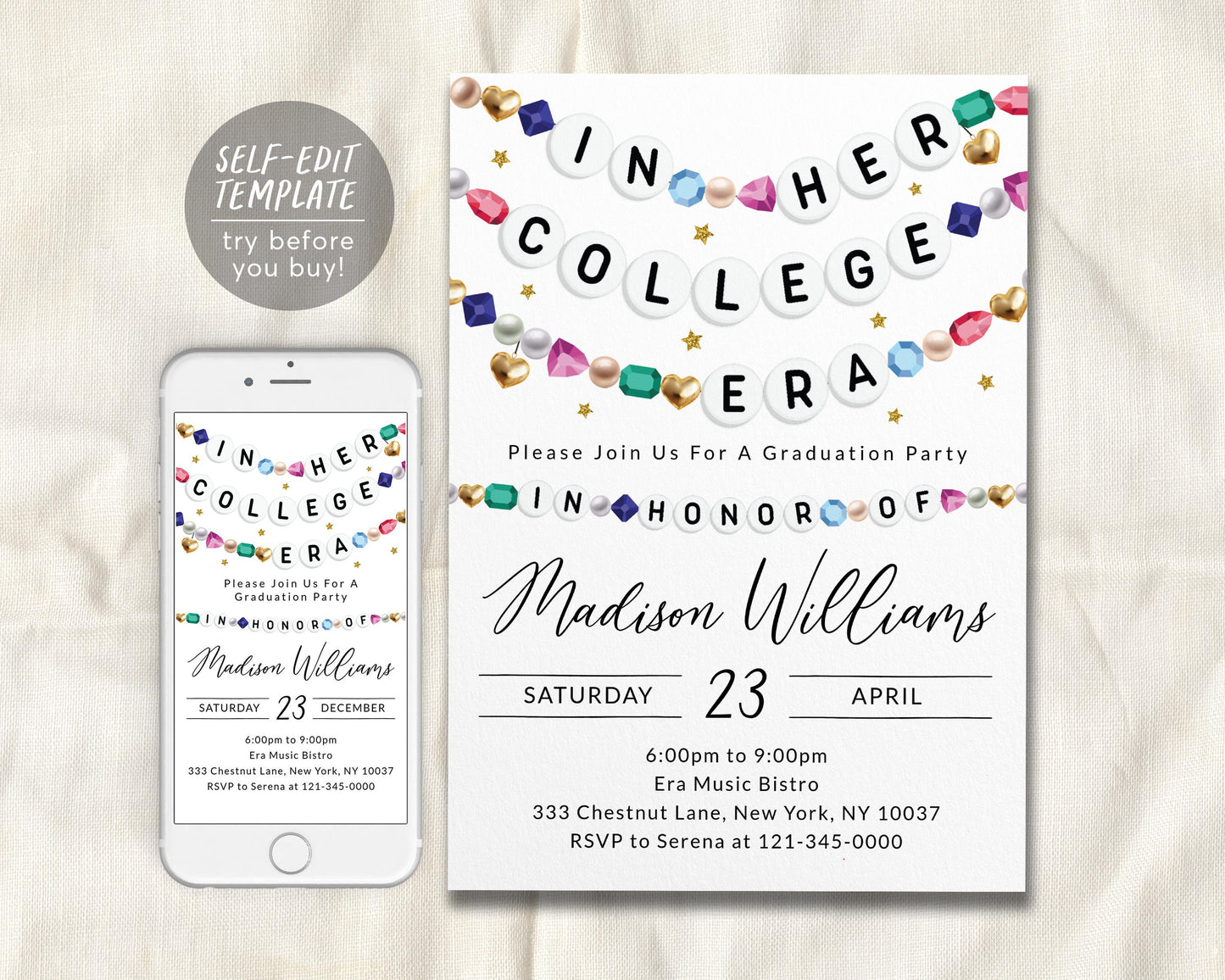 In My College Era Birthday Invitation Editable Template