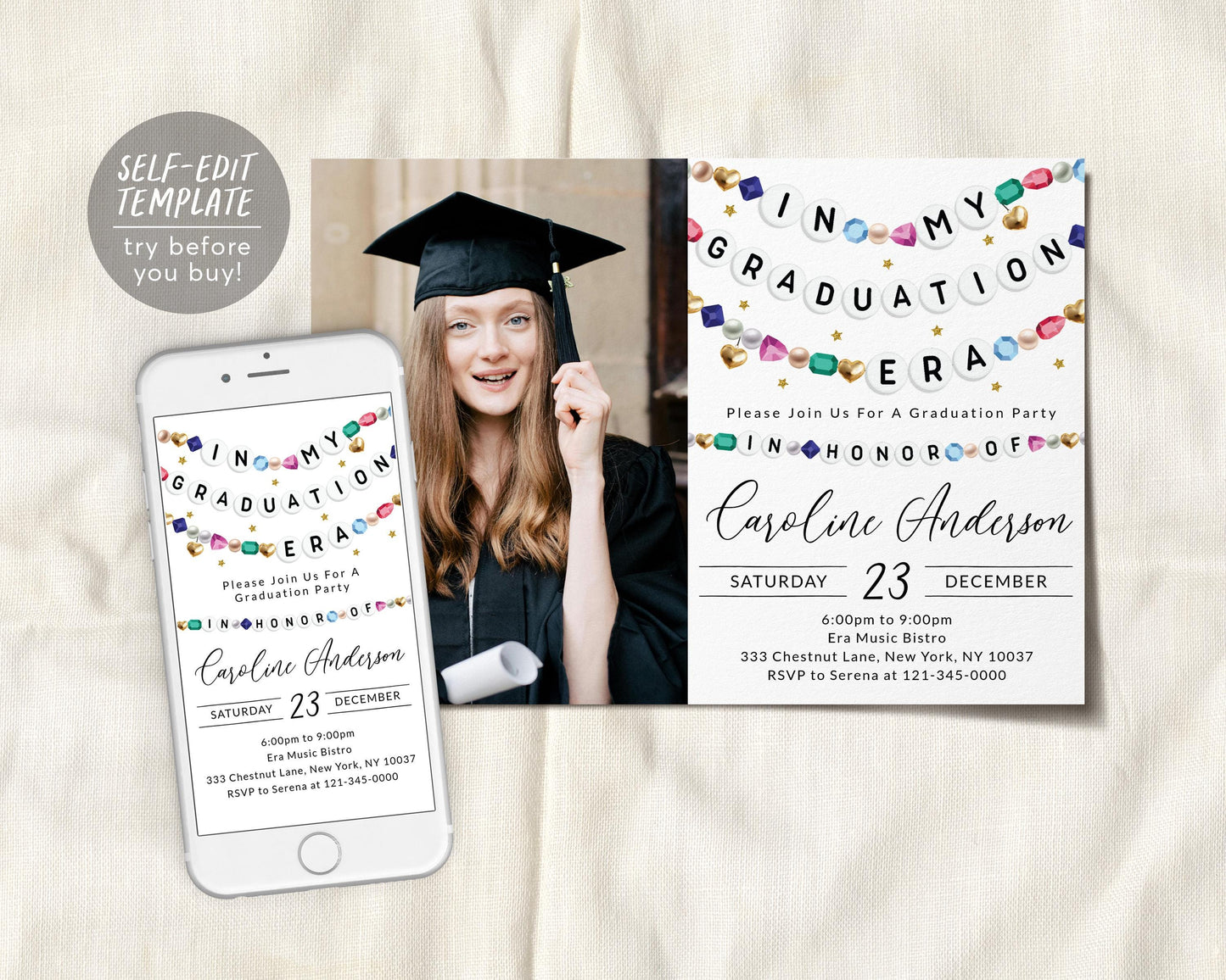 In My Graduation Era Invitation With Photo Editable Template