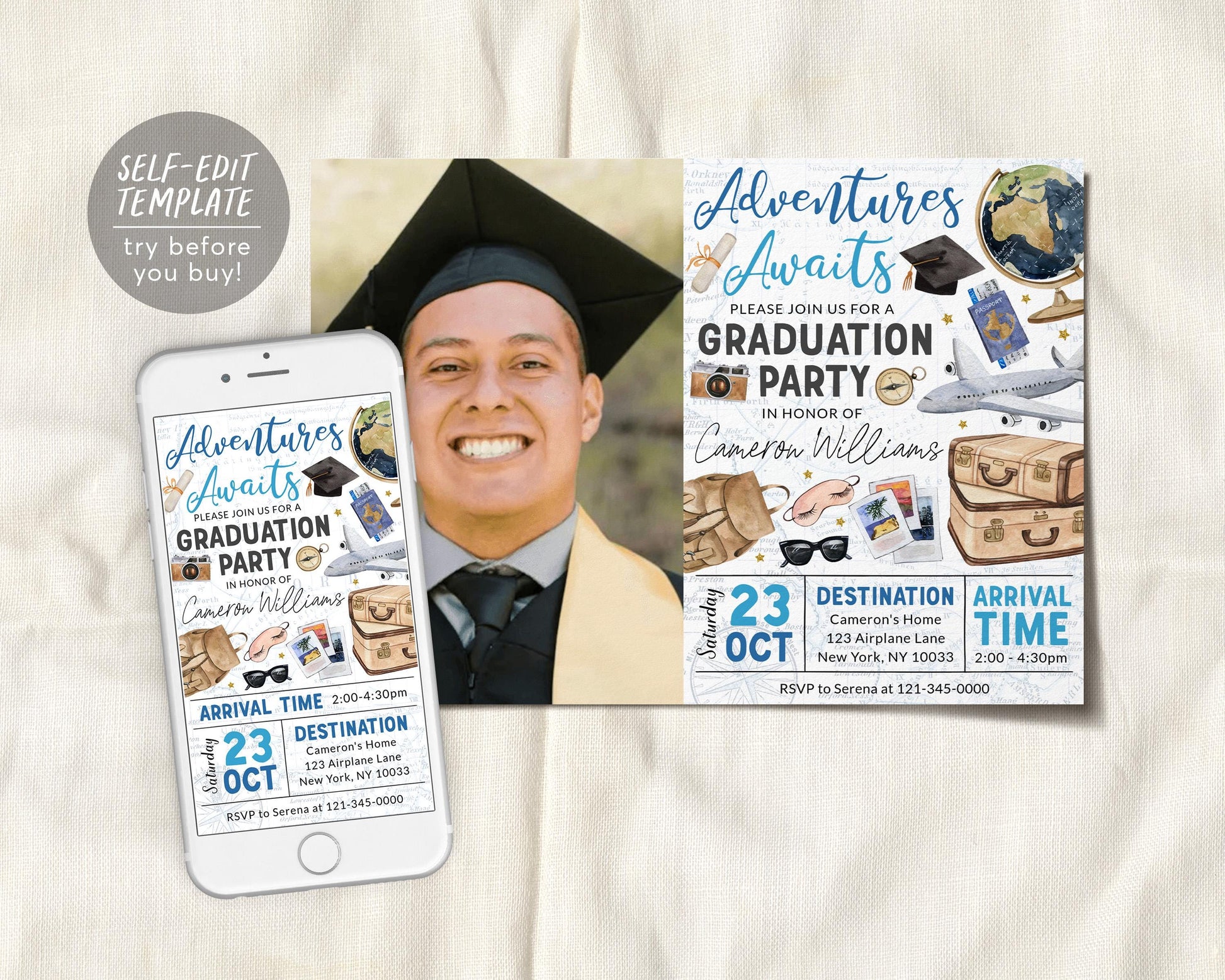 Farewell Graduation Invitation With Photo Editable Template