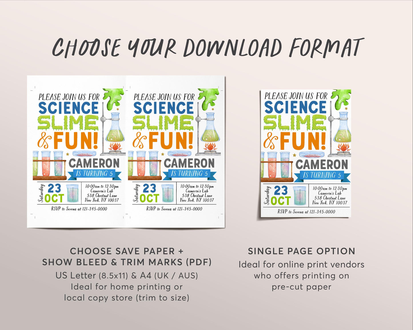 Science Slime Birthday Invitation Editable Template, Boy Scientist Slime Experiment Party Invite, Kids Professor Science Lab Party Evite