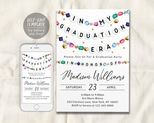 In My Graduation Era Birthday Invitation Editable Template