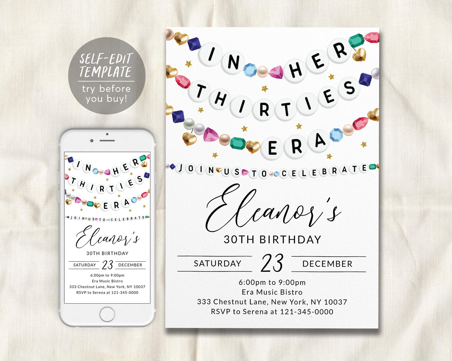 In My Thirties Era Invitation Editable Template