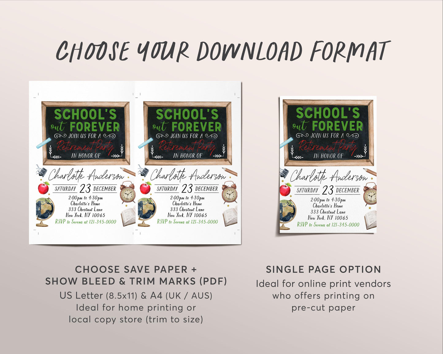 Teacher Retirement Invitation Editable Template, School's Out Forever Party Invite, Principal Professor Surprise Retirement Celebration