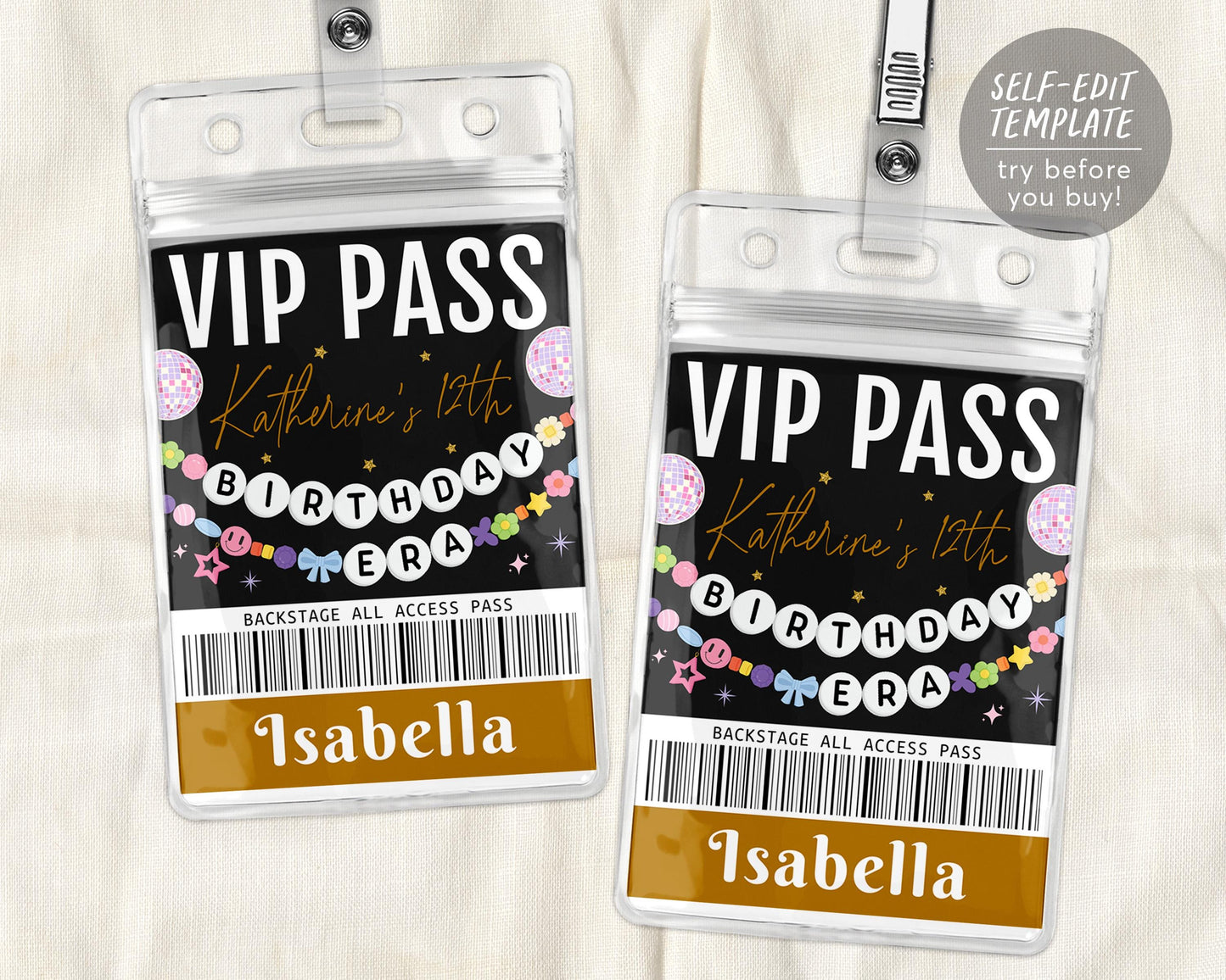 Birthday Era VIP Pass Editable Template