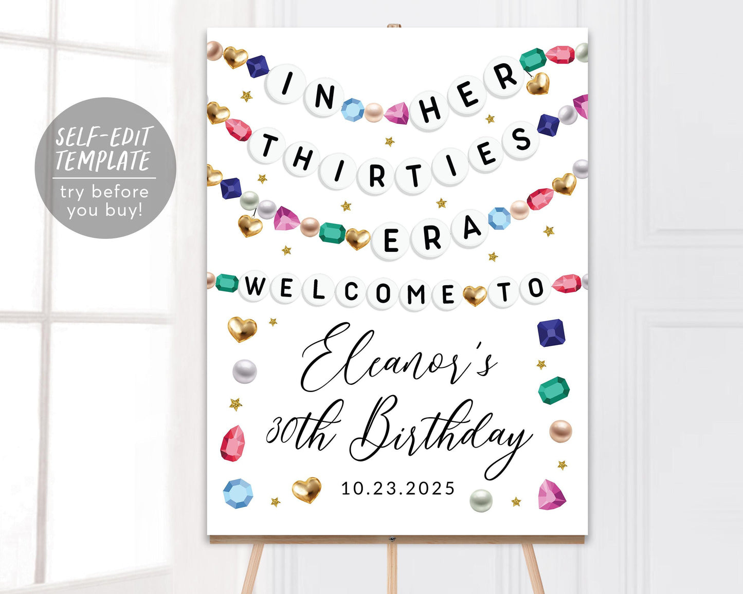 In My Thirties Era Welcome Sign Editable Template