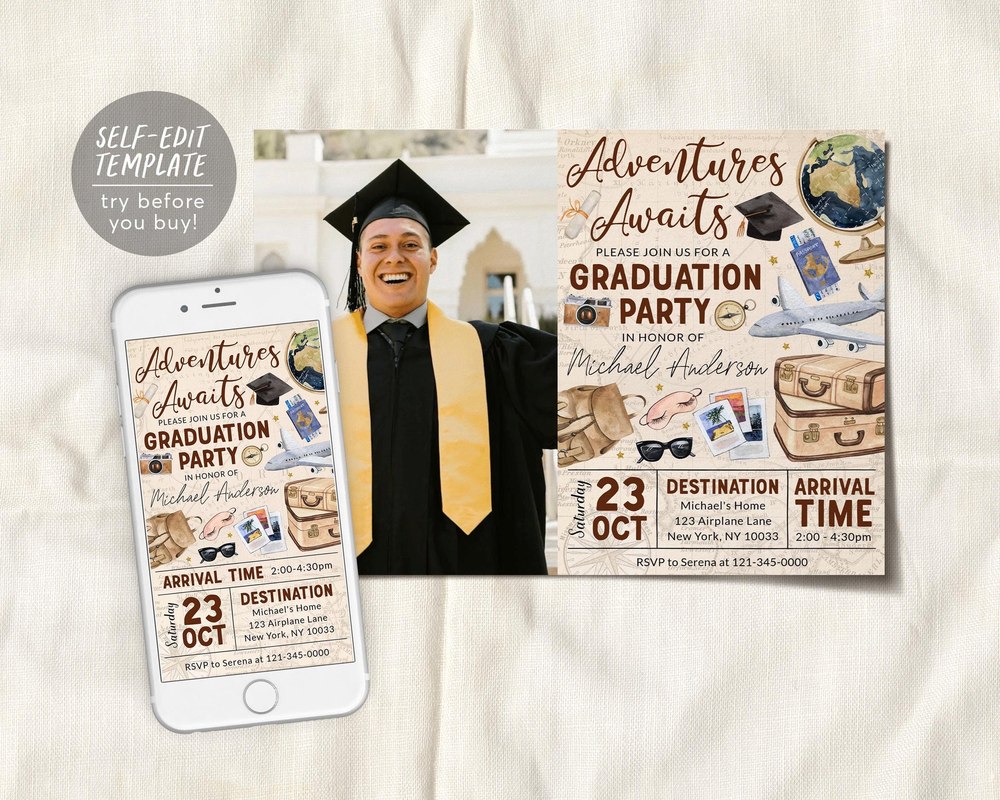 Farewell Graduation Invitation With Photo Editable Template