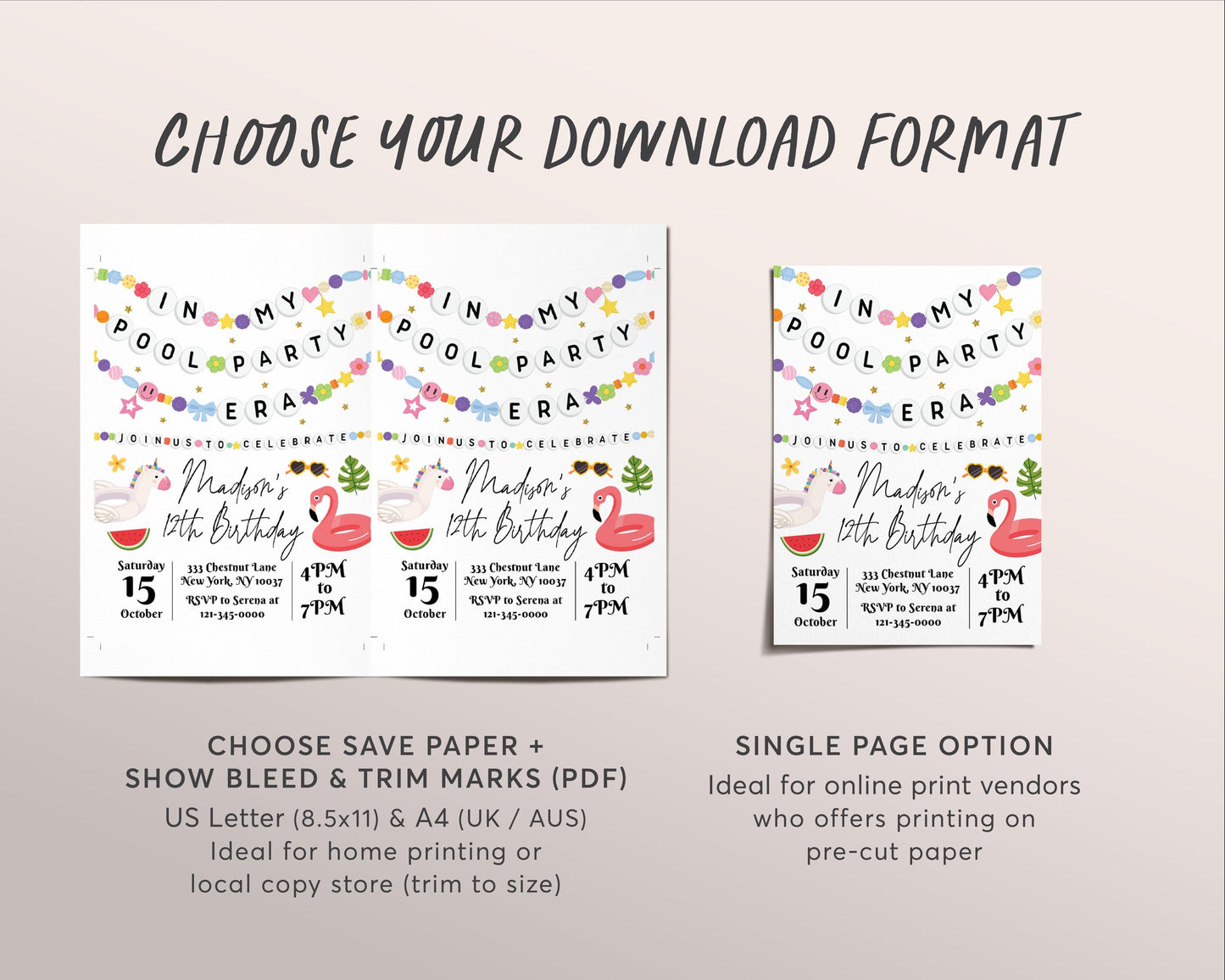 In My Pool Party Era Birthday Invitation Editable Template, Summer Friendship Bracelet Party Invite Swimming Beach Girl Eras Tropical Evite