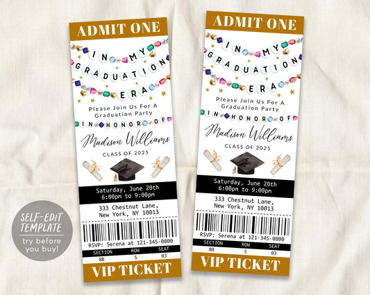 In My Graduation Era Ticket Invitation Editable Template