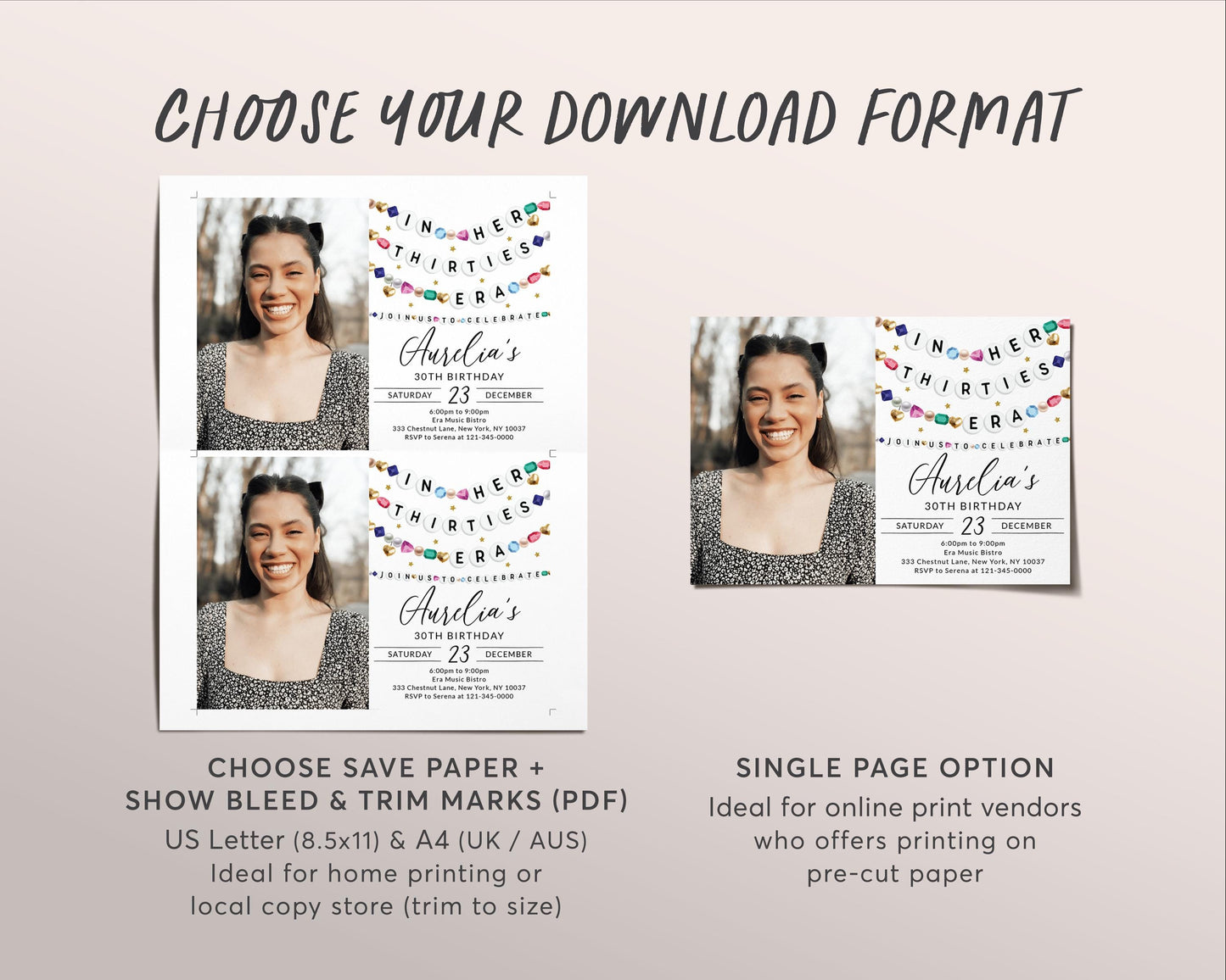 In My Thirties Era Invitation With Photo Editable Template, Friendship Bracelet Party Invite, Thirtieth 30th Birthday Girl Eras Music Evite