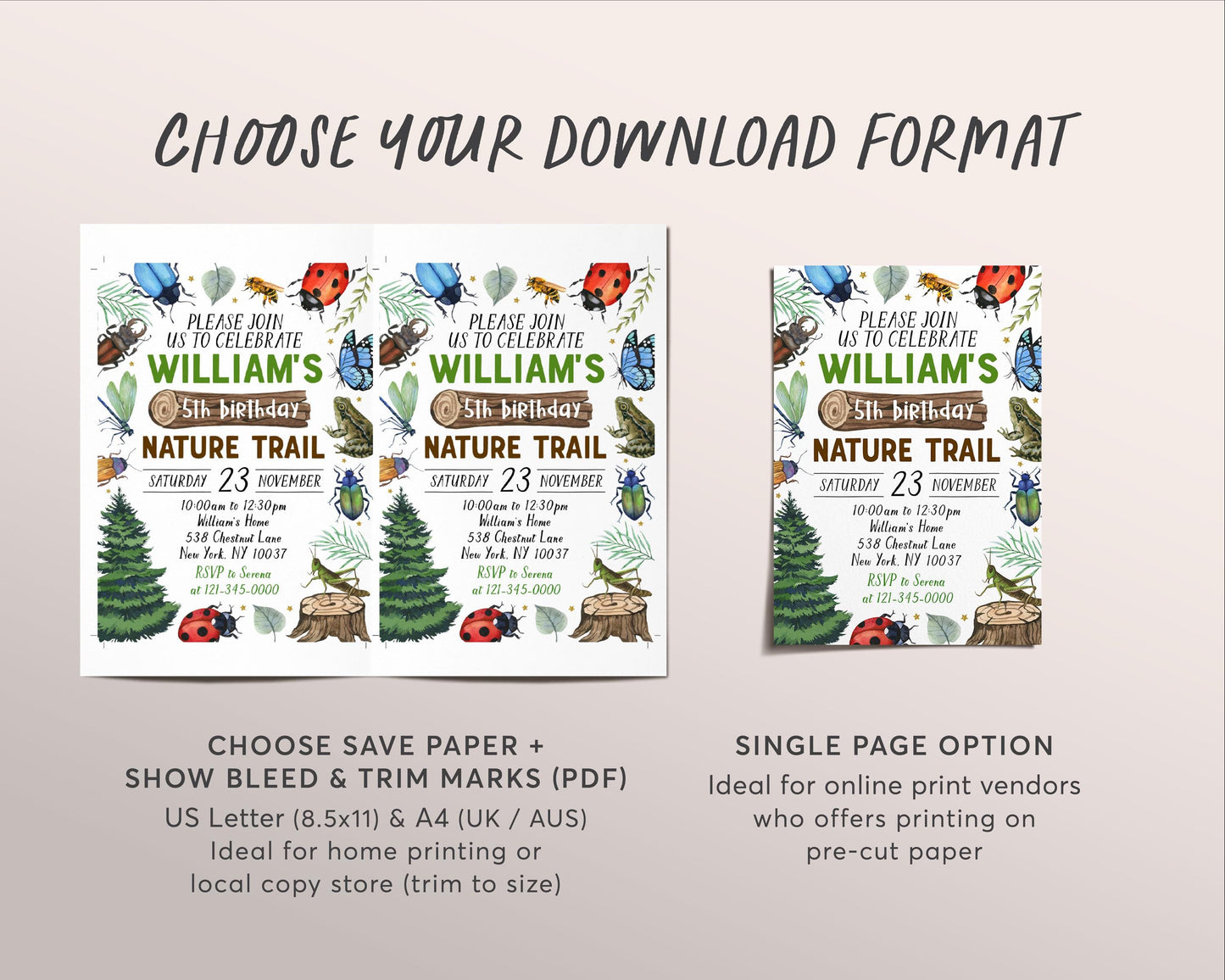 Nature Trail Birthday Invitation Editable Template, Outdoor Exploration Invite, Adventure Scavenger Hunt Woodland Forest Picnic Bugs Evite