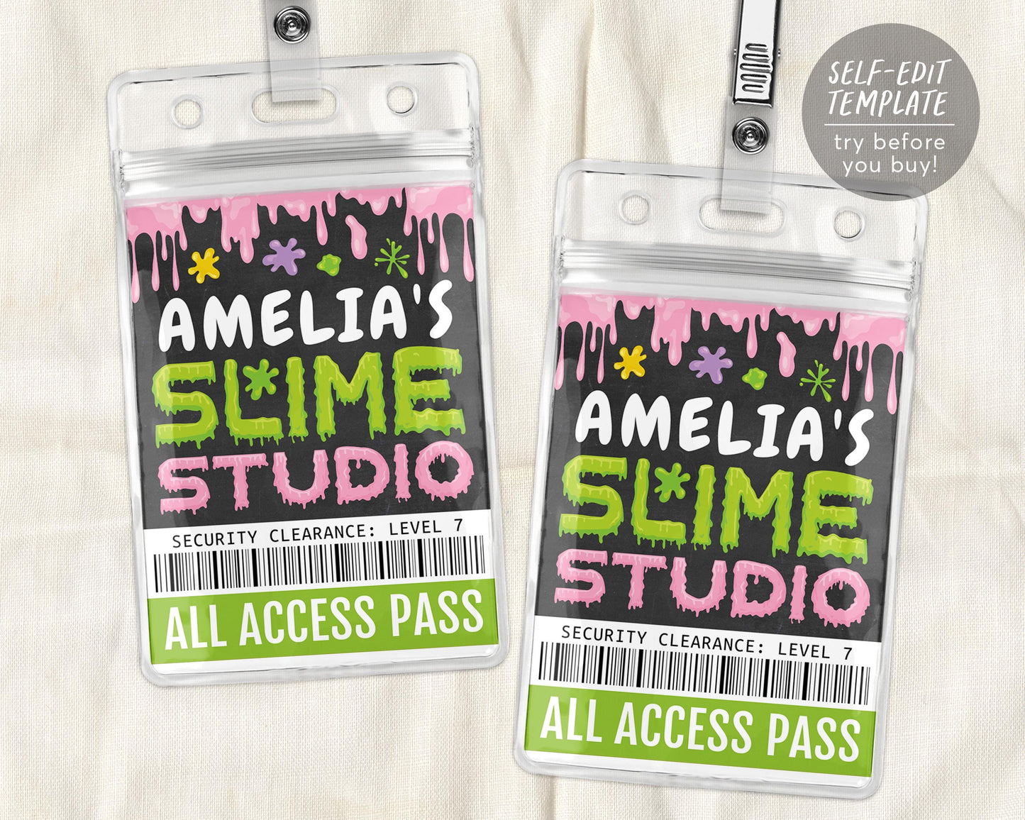 Slime Studio VIP Pass Editable Template