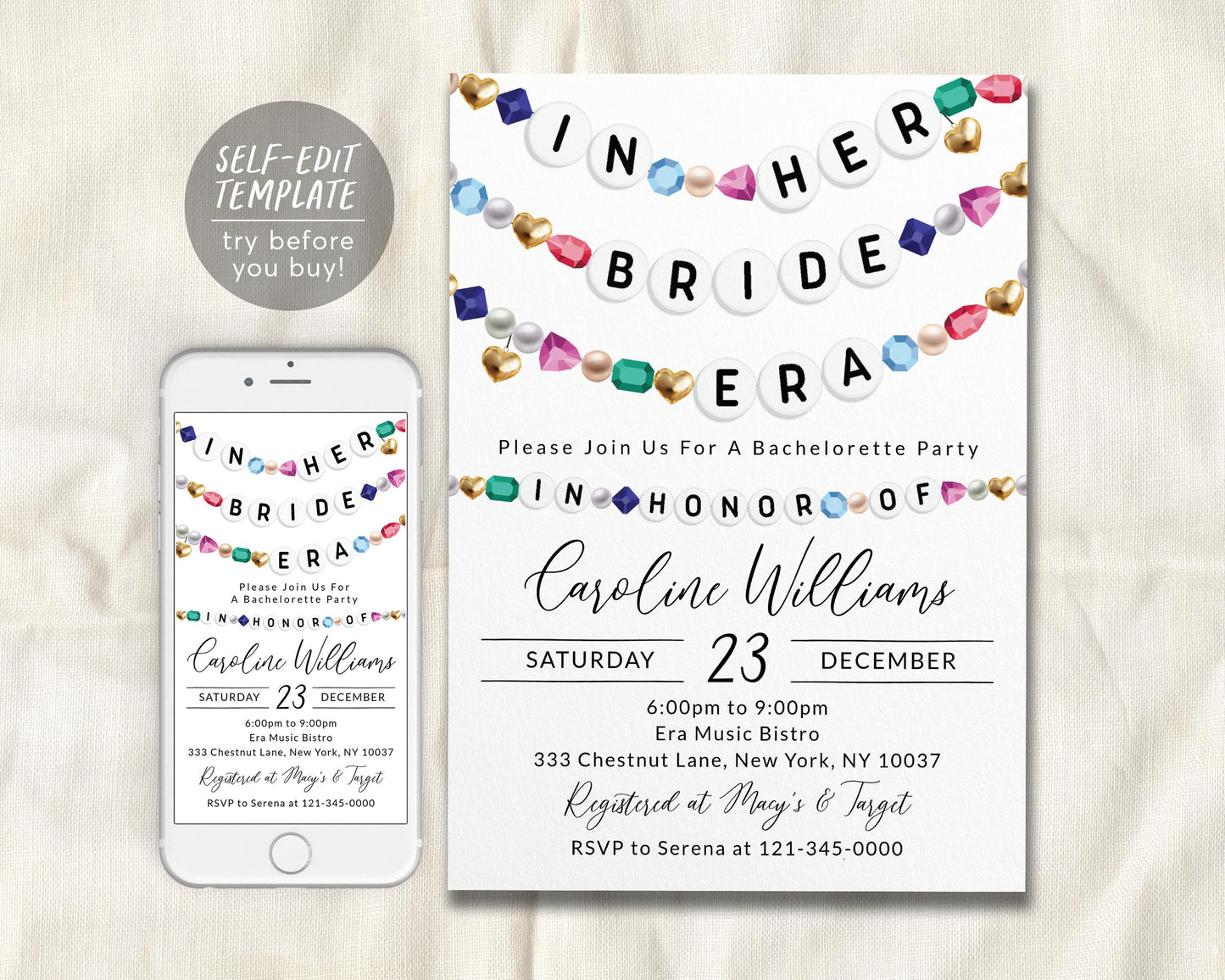 In Her Bride Era Invitation Editable Template