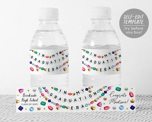 In My Graduation Era Water Bottle Labels Editable Template
