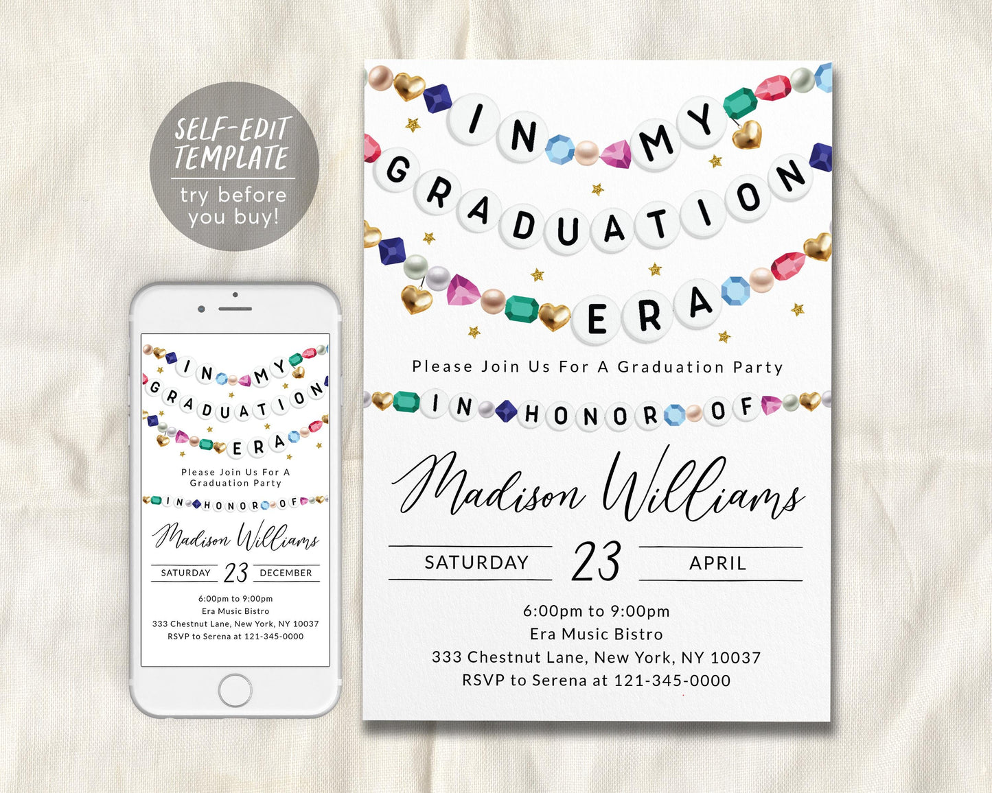 In My Graduation Era Birthday Invitation Editable Template