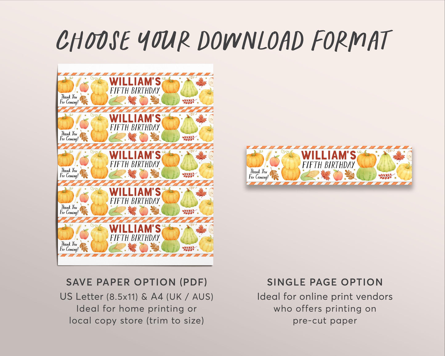 Pumpkin Water Bottle Labels Editable Template, Thanksgiving Birthday Bottle Wrapper Drink Tags, Our Little Pumpkin Patch Fall Bottle Wraps