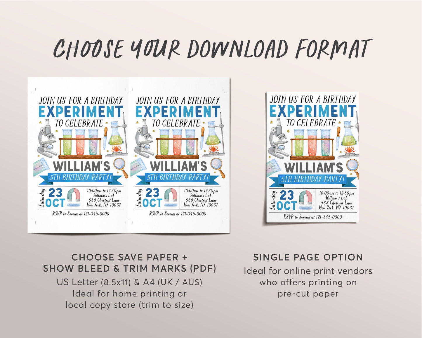 Science Birthday Invitation Editable Template, Boy Birthday Experiment Party Invite, Kids Science Lab Calling All Mad Scientists Party Evite