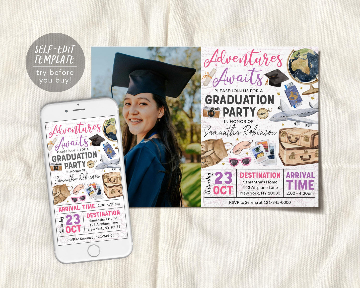 Farewell Graduation Invitation With Photo Editable Template