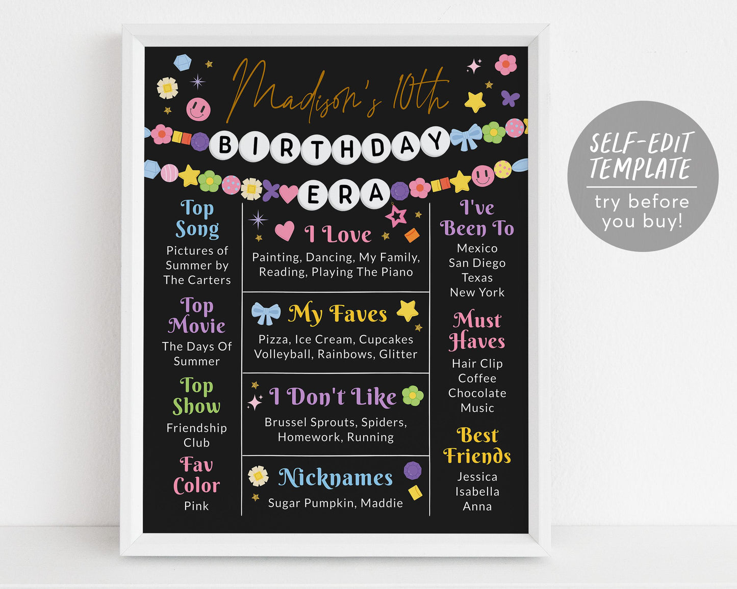 In My Birthday Era Milestone Sign Editable Template