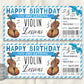 Birthday Violin Lessons Gift Certificate Editable Template