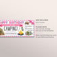 Camping Trip Ticket Editable Template, Birthday Weekend Trip Reveal Gift Certificate For Her, Wilderness Hiking Experience Voucher Coupon