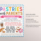 Pastries With Parents Flyer Editable Template, School Breakfast Parent Appreciation Fundraiser, Brunch Social Flyer Open House Event PTO PTA
