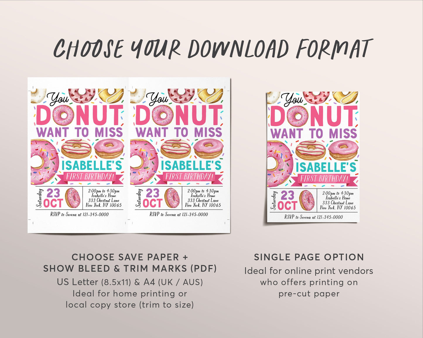 Donut Birthday Invitation Editable Template, Girl You Donut Want To Miss Donuts Party Invite, Kids Sprinkles Sweet Doughnut Evite Printable