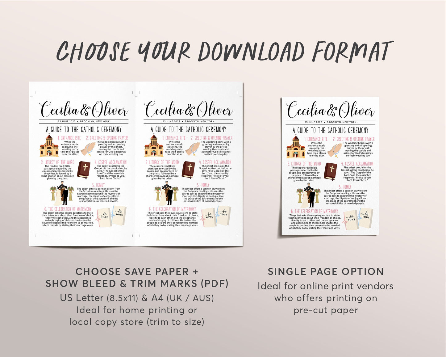 Catholic Wedding Program Editable Template, Catholic Ceremony Guide, Wedding Traditions Infographic, Church Wedding Order of Service