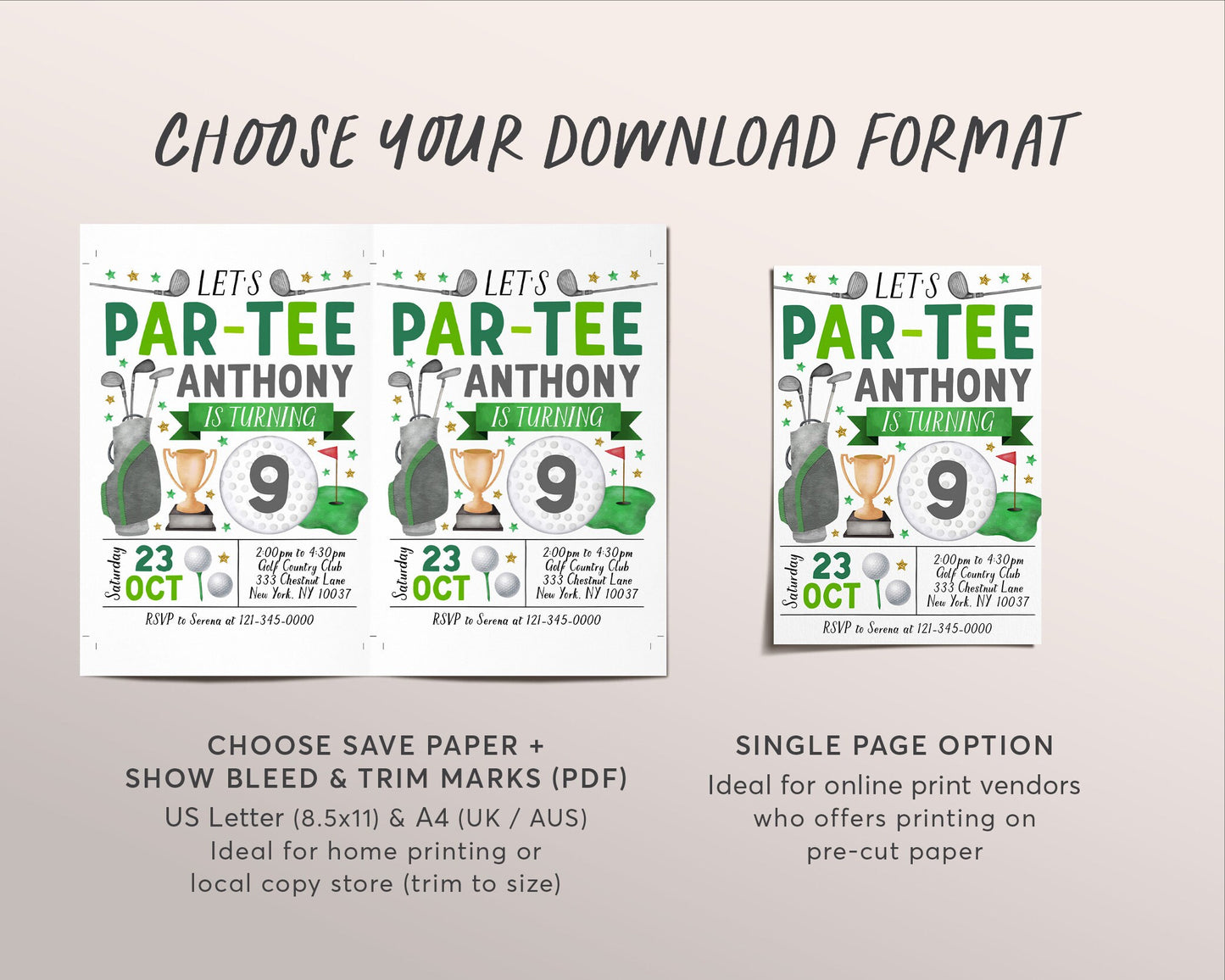 Golf Birthday Invitation Editable Template, Boy Let's Par Tee Golf Ball Party Invite, Kids Sports Theme Evite, Mini Golf Tournament