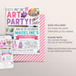 Art Birthday Party Invitation Editable Template, Art and Craft Party Invite, Lets Put The Art In Party Evite, Lets Create Art Painting
