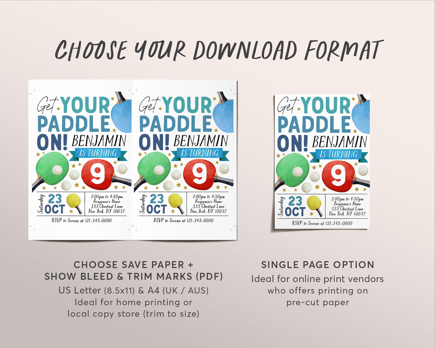 Ping Pong Birthday Invitation Editable Template, Boy Table Tennis Party Invite, Sports Theme Evite, Indoor Tennis Game Match Tournament