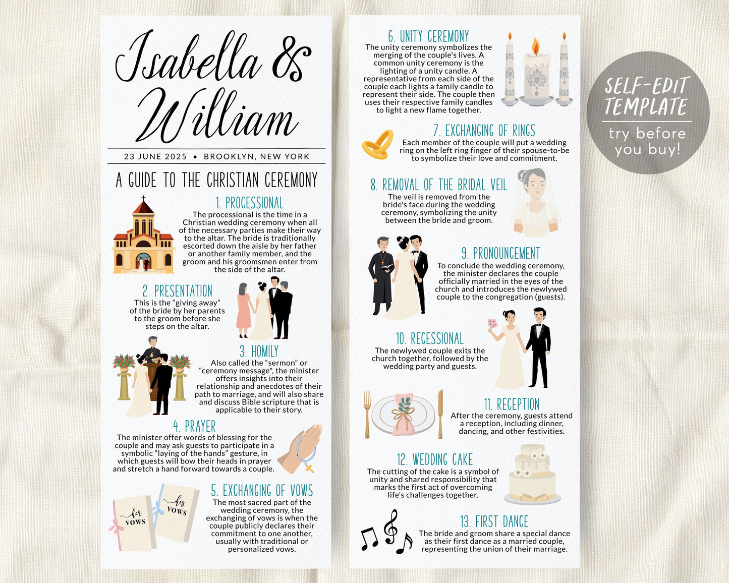 Christian Wedding Program Editable Template
